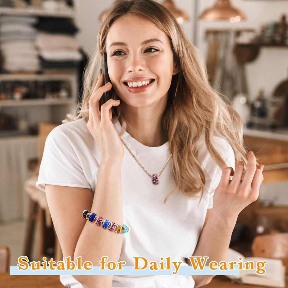 12/40/80pcs 11mm Rhinestone European Beads Large Hole Spacer Beads Diamond Hair Beadsl Rondelle Charm for DIY European Charm Bracelet Snake Chain