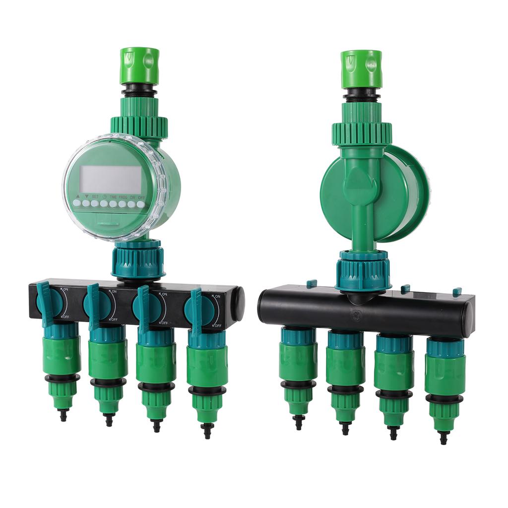 Automatic Irrigation System Kit 4 Way Shunt Water Splitter Electronic Water Timer Garden Plants Flower Timed Watering Controller