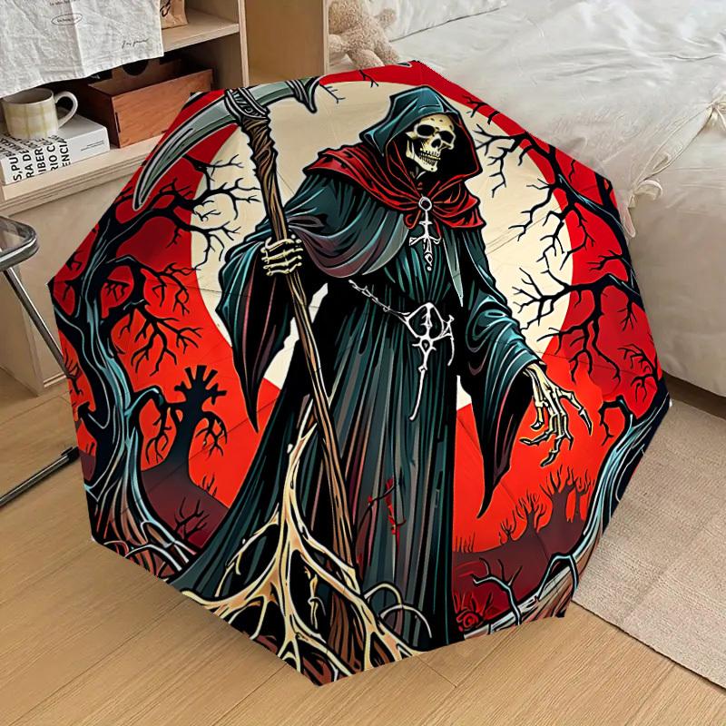 

1pc Grim Reaper Fashionable Automatic Opening/Closing Folding Umbrella with 8 Iron Bones, Plastic Handle yy251015085