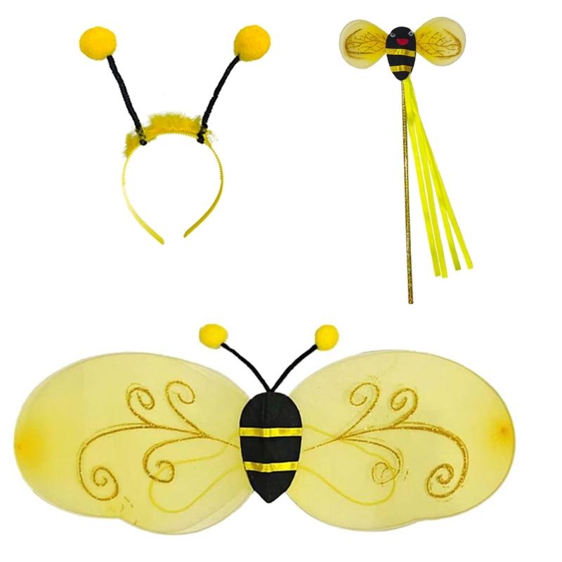 Animal Wing Halloween Costume Accessory Animal Role Play Wing Headband Wand for Women Kid Halloween Masquerade Cospaly