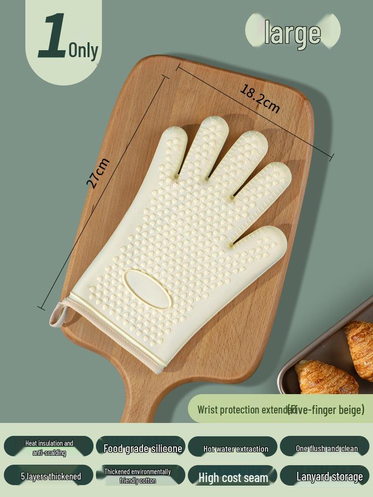 Heat-Resistant Silicone Oven Gloves - Anti-Scald, High-Temp Safe for Baking & Microwave Use