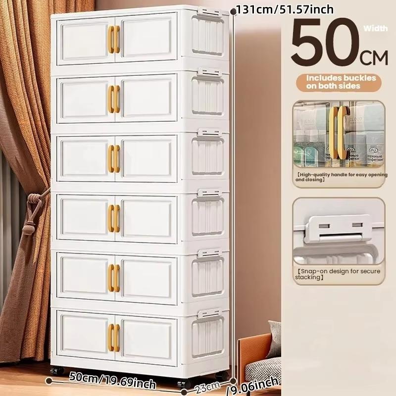 Double-door Living Room Storage Cabinet Folding Floor-standing Storage Box No Installation Required Simple Storage Cabinet