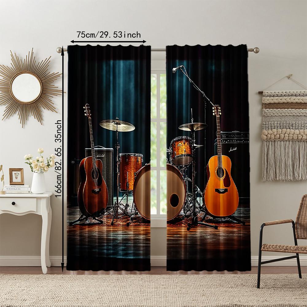 2 Pcs, Versatile Polyester Transparent Curtains for Home Decoration Rock for Use In Bedrooms and Living Rooms