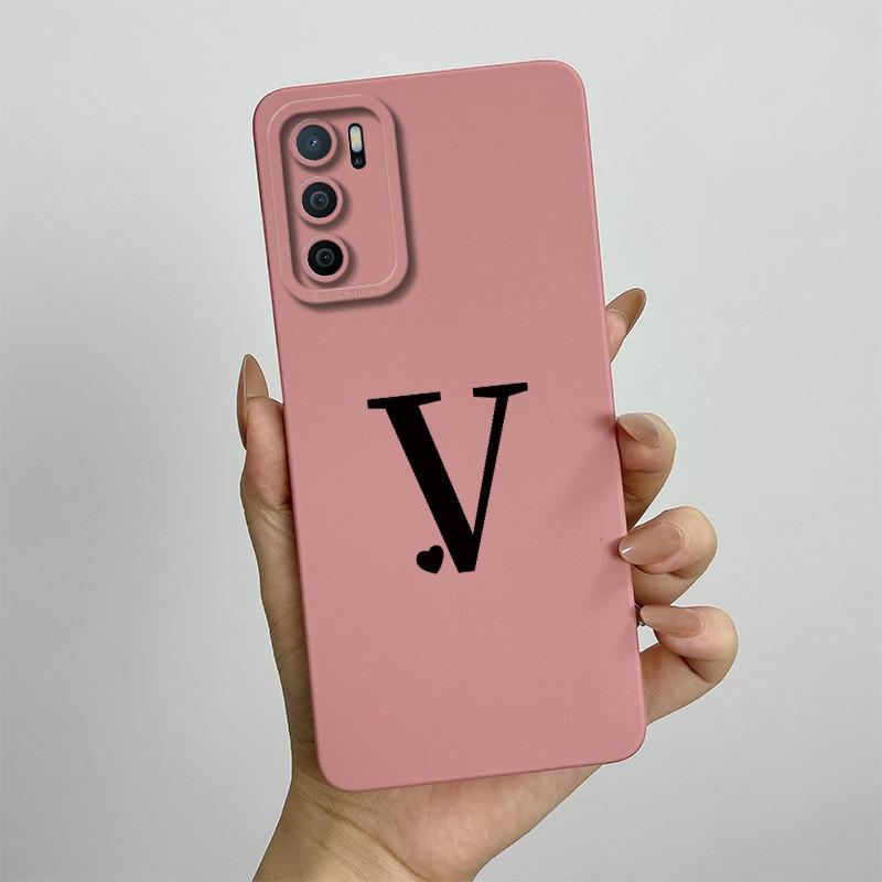 Phone Case For OPPO A54s Case oppo A16 A16S CPH2269 CPH2271 Cute Letters Square Liquid Silicone Soft Shockproof Back Cover Funda