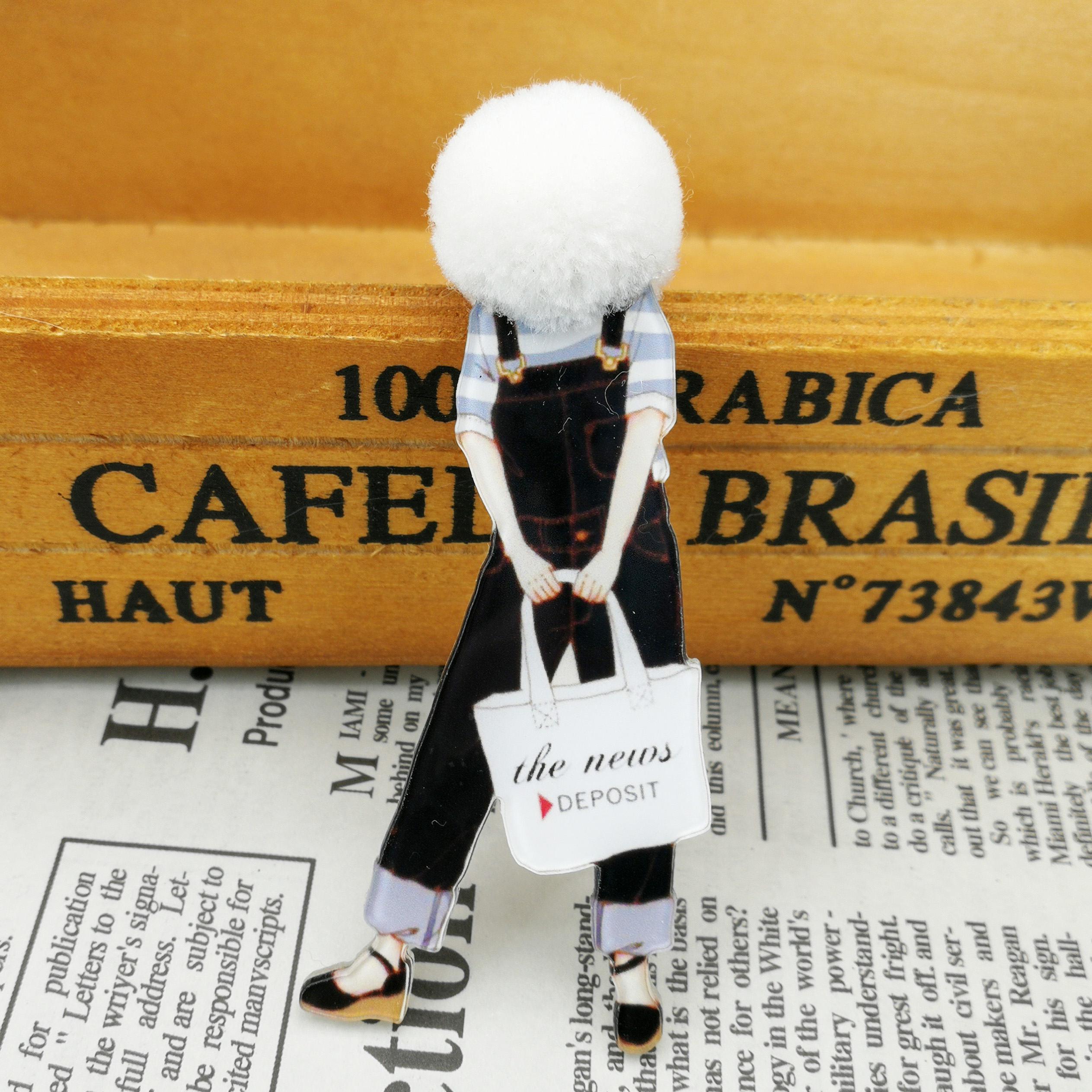 

Fashion Doll Brooch Pins for Woman Brooches Girls Cartoon Models Acrylic Brooches Cute Fur Ball Clothing Jewelry Accessories