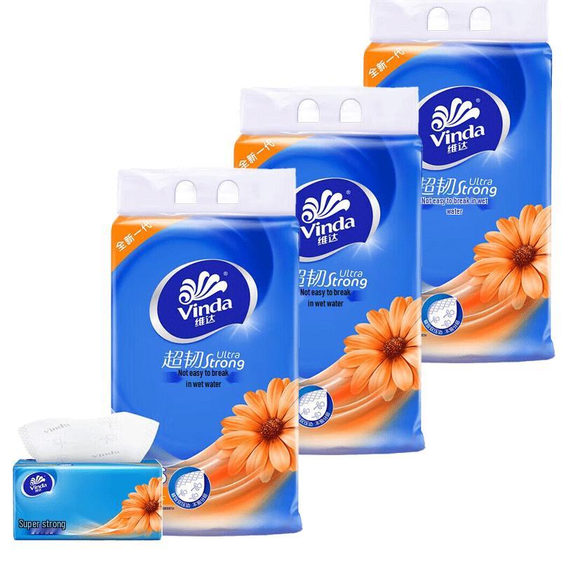 Vinda Ultra-Tough 3-Ply Soft Pack Facial Tissues
