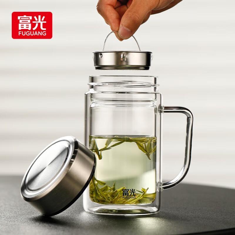 Fuguang Double-Wall Glass Tea Infuser Mug
