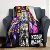 Couverture en Flanelle Personnalisable Nom Anime JJBA Impression Haute Qualité Chaude Confortable Couverture Toutes Saisons Parfaite pour Cadeaux Décoration Intérieure