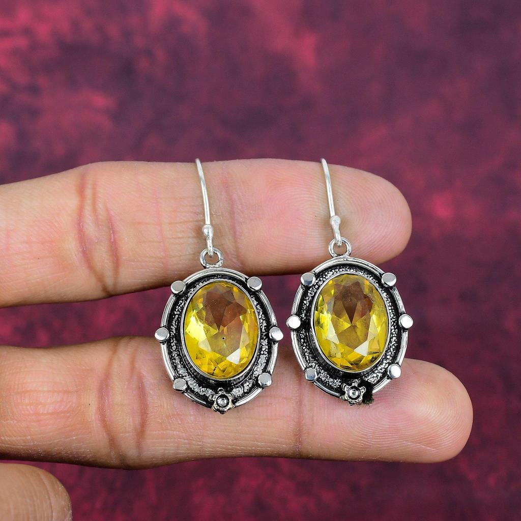 Citrine Earrings, 925 Solid Sterling Silver Gemstone Jewelry, Handmade Earrings, For Thanksgiving