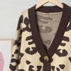 Autumn and Winter Animal Print Knitted Cardigan Women's Soft Thickened Leopard Print Knit Sweater Top