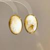 Retro Silver Needle Marbled Acrylic Oval Geometric Stud Earrings - Vintage Niche High-End Fashion Accessories for Women