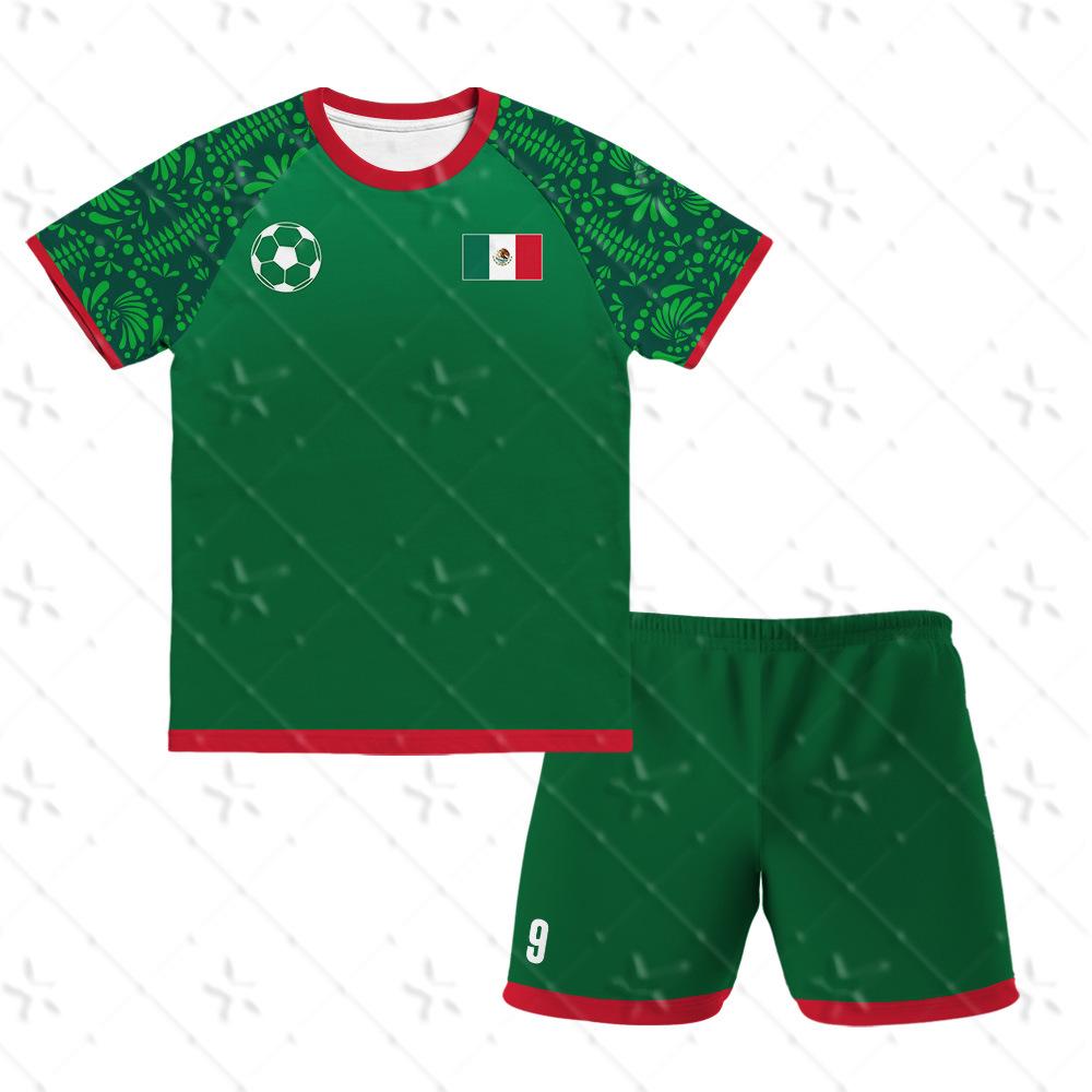 

2026 World Cup Mexico Fan Football Jersey & Raglan Sleeve Shorts Set for Men, Women, and Families 120 cm
