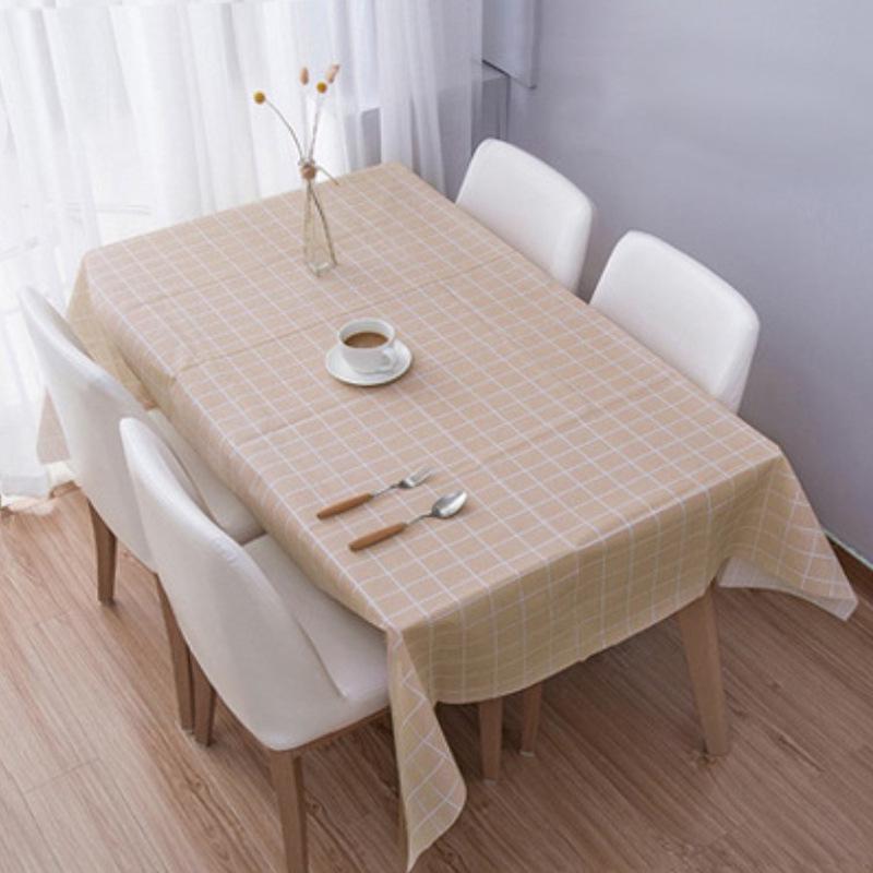 PEVC Nordic Style Waterproof Oil-Proof Plaid Tablecloth for Dining and Coffee Tables