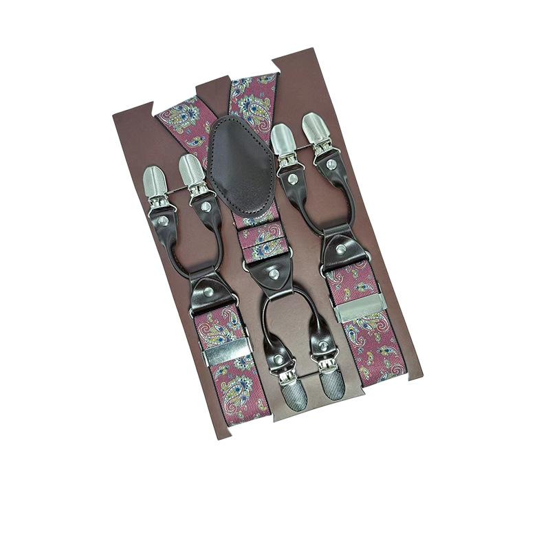 6 Clips Men'S Suspender Belt, Strap Thickened Elastic Belt, High-Quality Hardware Accessories