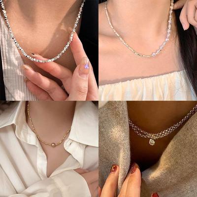 Irregular Broken Silver Necklace Fashion Light Luxury Style Women Temperament Exquisite Necklaces Wedding Party Jewelry Gifts