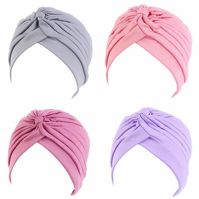 Head-Wrapping Hat Base Turban Solid Hat Pleated Cap Women's Hat Color Chemo Hat Arabic