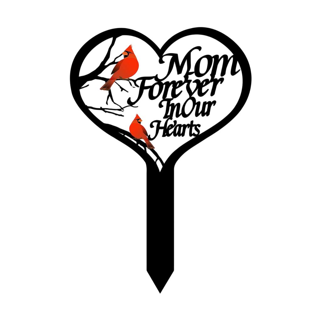 Memorial Marker for Cemetery Heart Plaque Garden Stake Mom Decoration Stake for Outdoor Yard Garden
