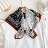 Retro Old Money Wind Black and White Cashew Flower Silk Double Crepe Square Scarf Silk Scarf Spring and Summer Advanced Sense Versatile Mulberry Silk