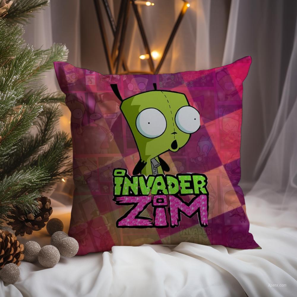 Cute I-Invader Z-Zim Cushion Cover Premium Comfort Reversible Pillow Cove -Two In One Design For Any Room & Car Interior