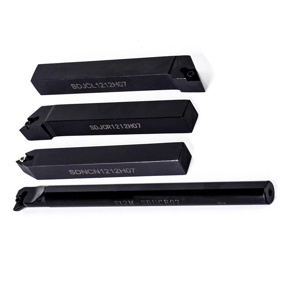 4Pcs Lathe Boring Bar Turning Tool Holder 10pcs DCMT070204 Indexable Carbide Inserts And Wrenches Metal Lathe Cutting Tools