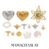 MamacitaSlay DIY Angel Heart Flower Titanium Charms for Jewelry Making Bracelet Charms 18K Gold Plated Necklace Pendant