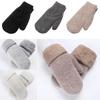 Cashmere-Like All Fingers Mittens Solid Color Fur Knitted Gloves Winter Gloves  Women Girl