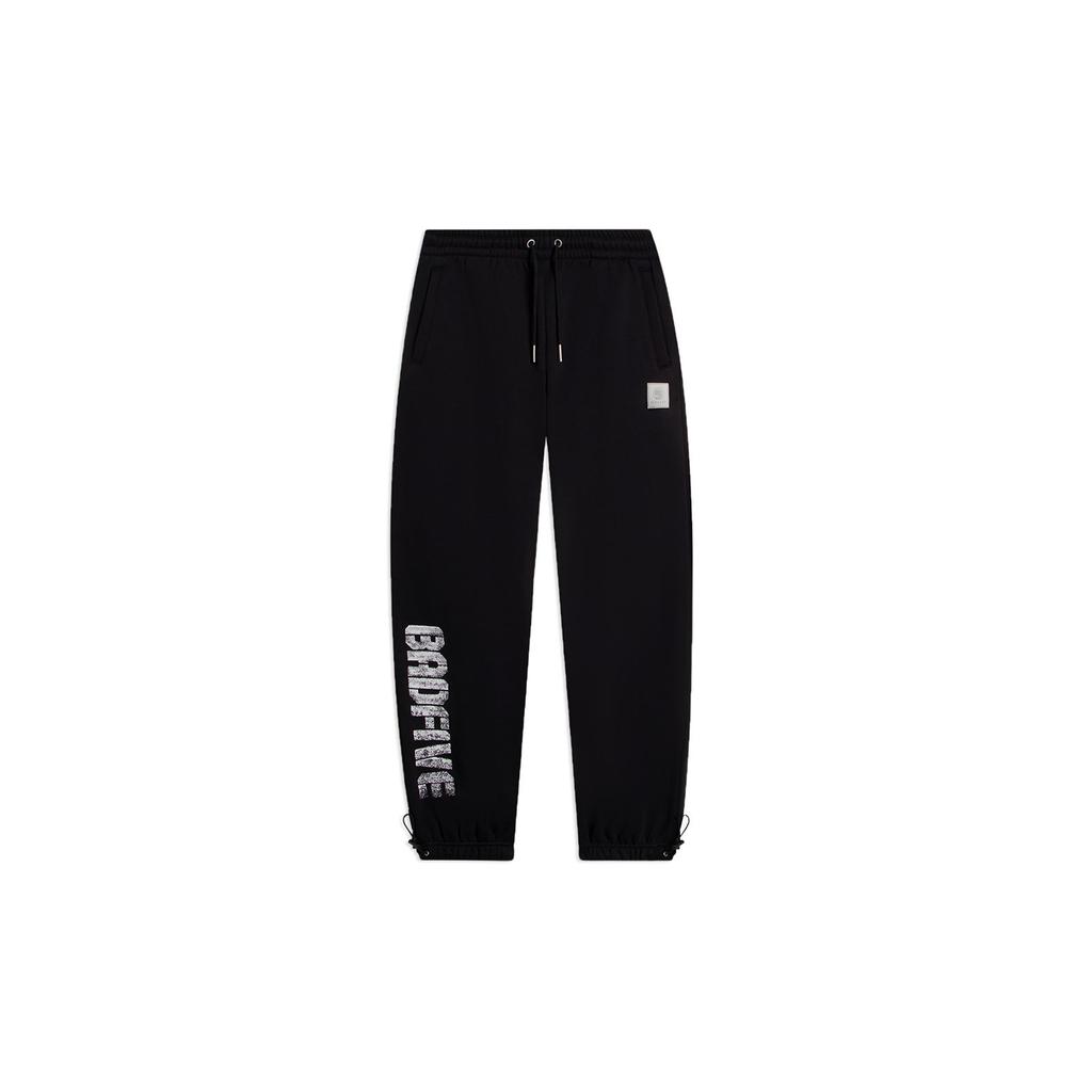 Li-Ning Anti-Series Letter Print Fleece-Lined Warm Knit Sports Pants Men Bottoms Black AKLSC09-4