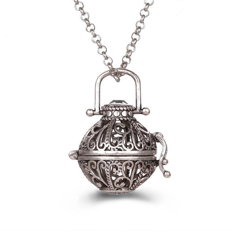 Mexico Chime Two-Color Feather Caller Locket Piano Ball Necklace Essential Oil Diffuser Perfume Musical Pendant New Jewelry