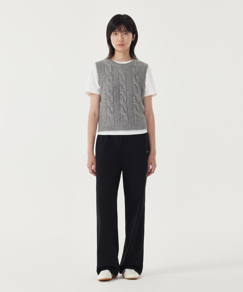 COVERNAT WOMAN Cable Knit Vest Melange Gray