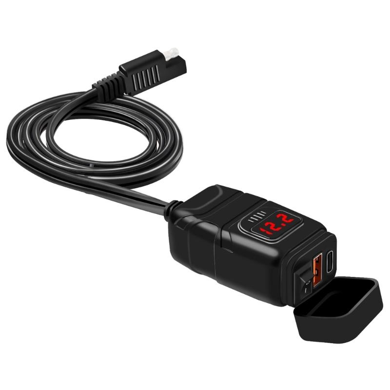 Motorcycle-Charging Socket USB Outlet DC12-24V 30W PD USB-C 18W QC3.0 Power Outlet Dustproof Phone Charger-for Motocross