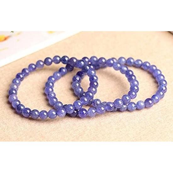 EasternStar Tanzanite Blue Zoisite Ilmenite Bracelet 7A 10mm Power stone Natural