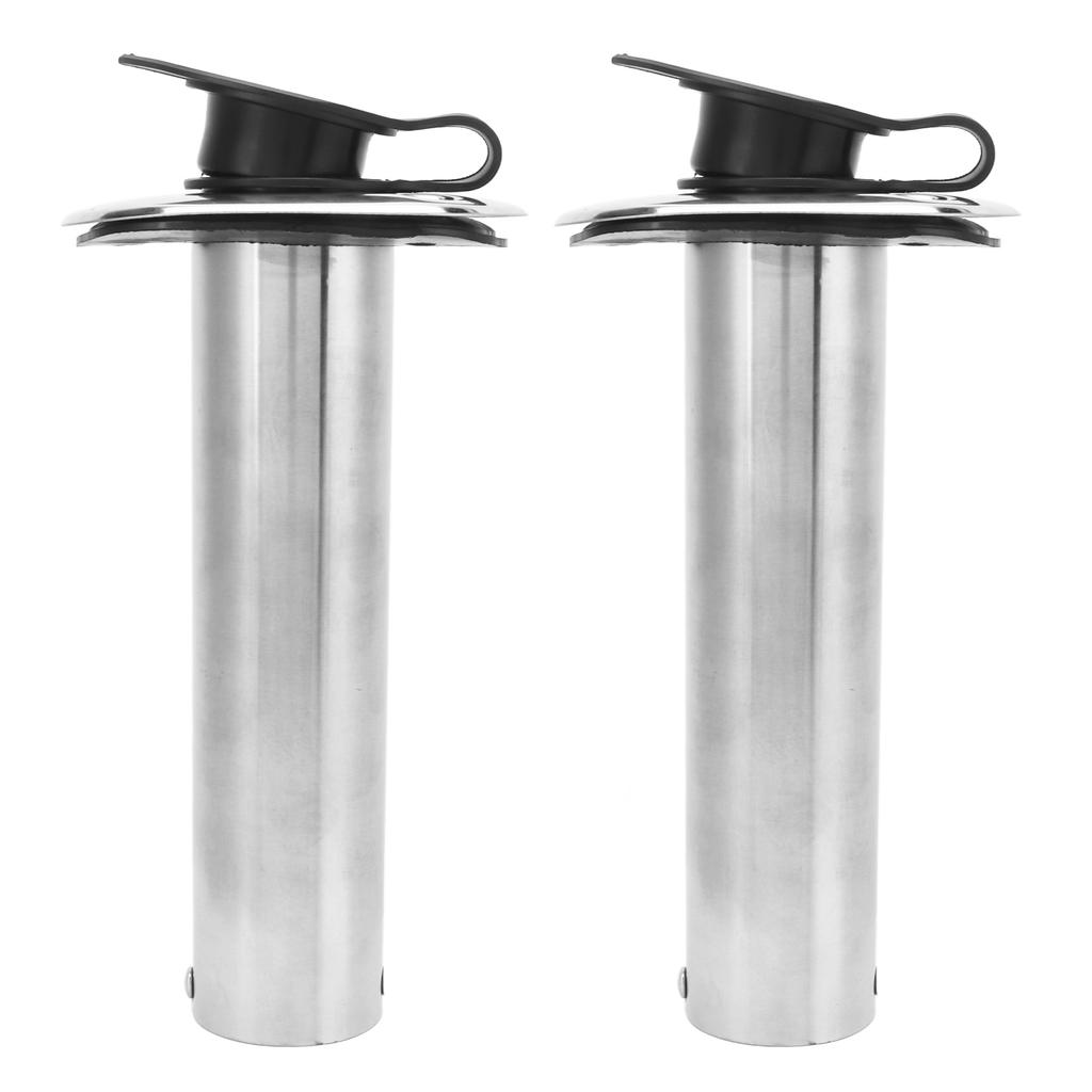 2pcs Boat Fishing Rod Holder 8.5in 316 Stainless Steel UV PVC Liner 90 Degrees  Flange Flush Mount for Yacht