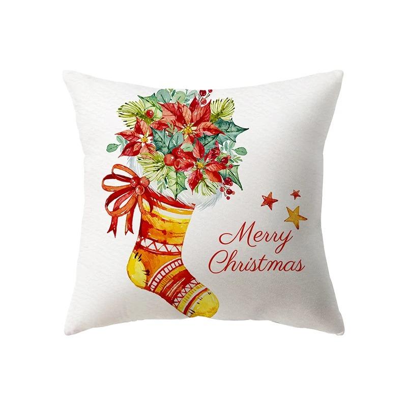Christmas Theme Santa Claus Print Pattern Cushion Cover For Home Living Room Sofa Decoration Pillow Cover