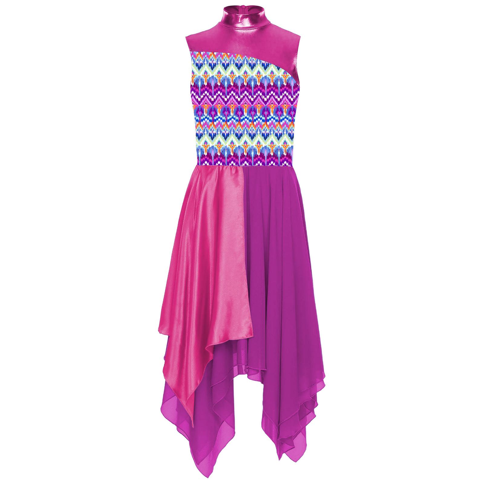 

Жіночий костюм для ліричного танцю з блискучими стразами, нерівномірною сітчастою спідницею з рюшами, сукня з вбудованими трусиками S гарячі рожевого кольору