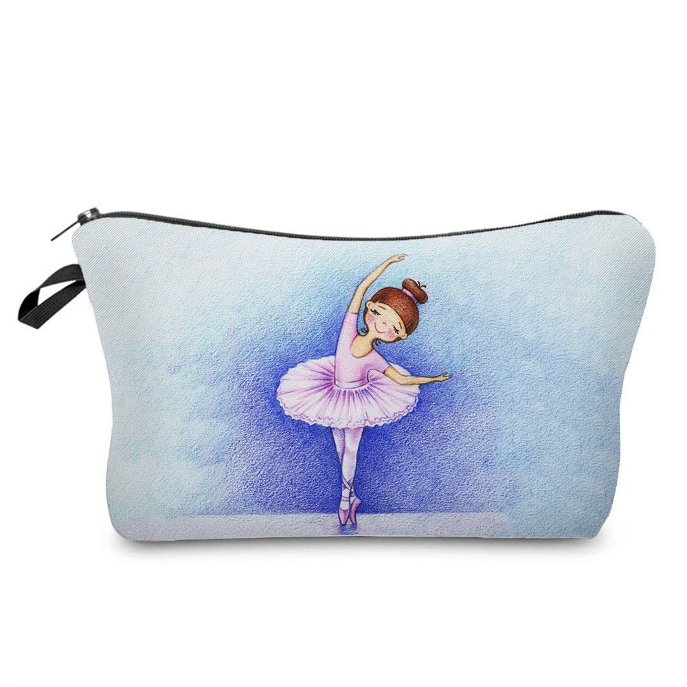 Ballet Art Girl Fashion Printed Cosmetic Bags Toiletries Organizer  School Daily Pencil CasesOutdoor Practical Makeup Bag Female