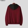 INCERUN S-5XL Men Casual Long Sleeve Stitching Hooded Pullovers Sweatshirts Hoodies