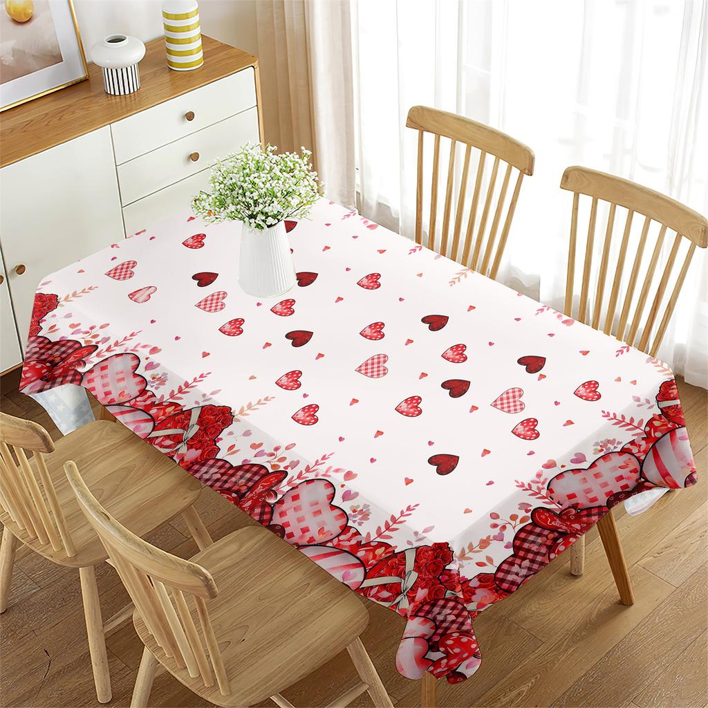New Dining Table Cloth Tablecloth Waterproof Valentine's Day Red Rectangular High-end Decorative Tablecloth Holiday