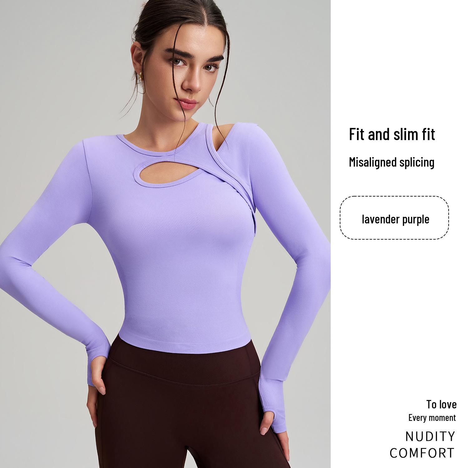 Curated Asymmetrical Cutout Women s Long Sleeve Yoga Top L