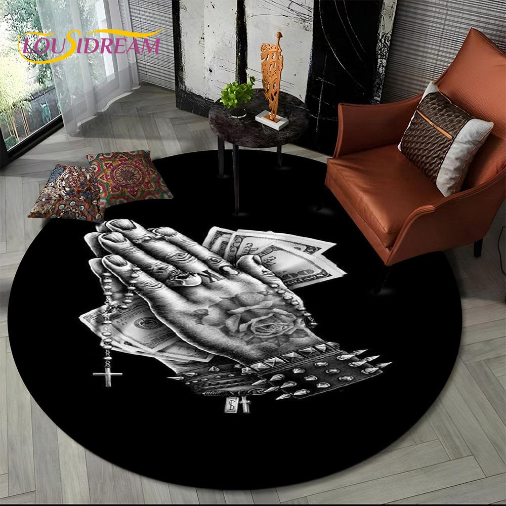 Rich Euro Dollar Money 3D Pattern Round Carpet Rug for Living Room Bedroom Child Playroom Chair Decor,Pet Area Rug Non-slip Mat