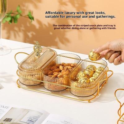 3D Design Serving Bowl Serving Tray Organizer Elegant 3-Tier Dried Fruit Nut Display Tray With Stylish Elk Lid Nordic For Fruits