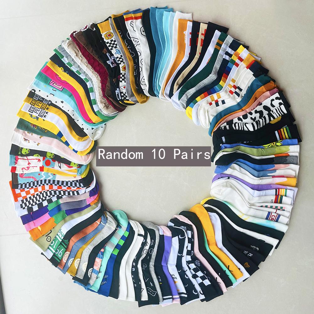 10/20 Perechi Culori Aleatorii Șosete Scurte din Bumbac cu Desene Animate pentru Femei Culori Solide Bomboană Șosete la Modă pentru Fete