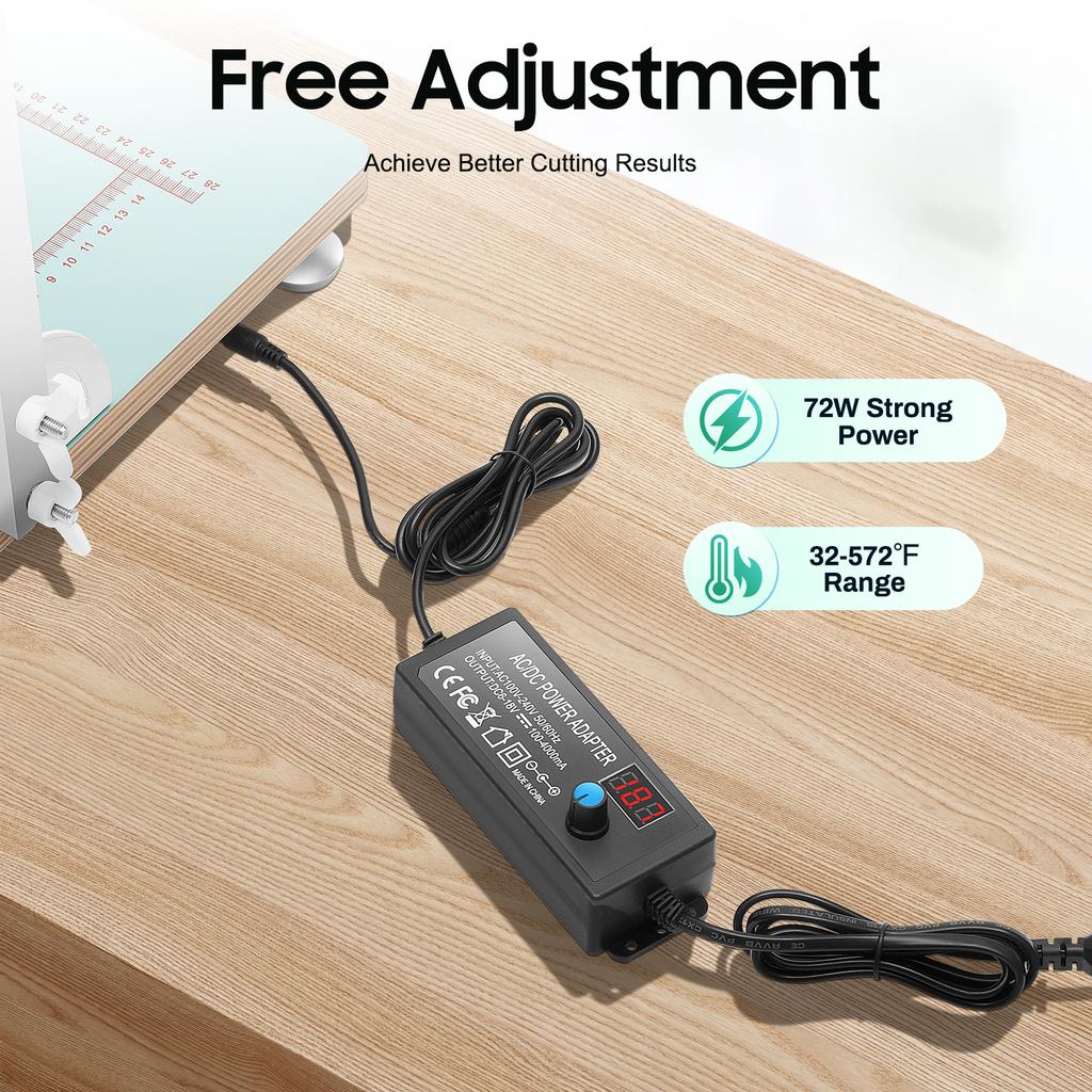 Wire Foam Cutter Machine, 72W 6-18V Adjustable Temp 32-572°F for DIY Craft, Precision Cutting Sponge, Pearl Cotton, KT Board