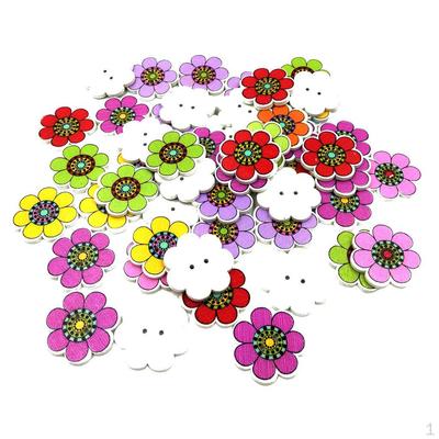 50 buc nasturi mixti din lemn pictati Cusut Crafting Scrapbooking