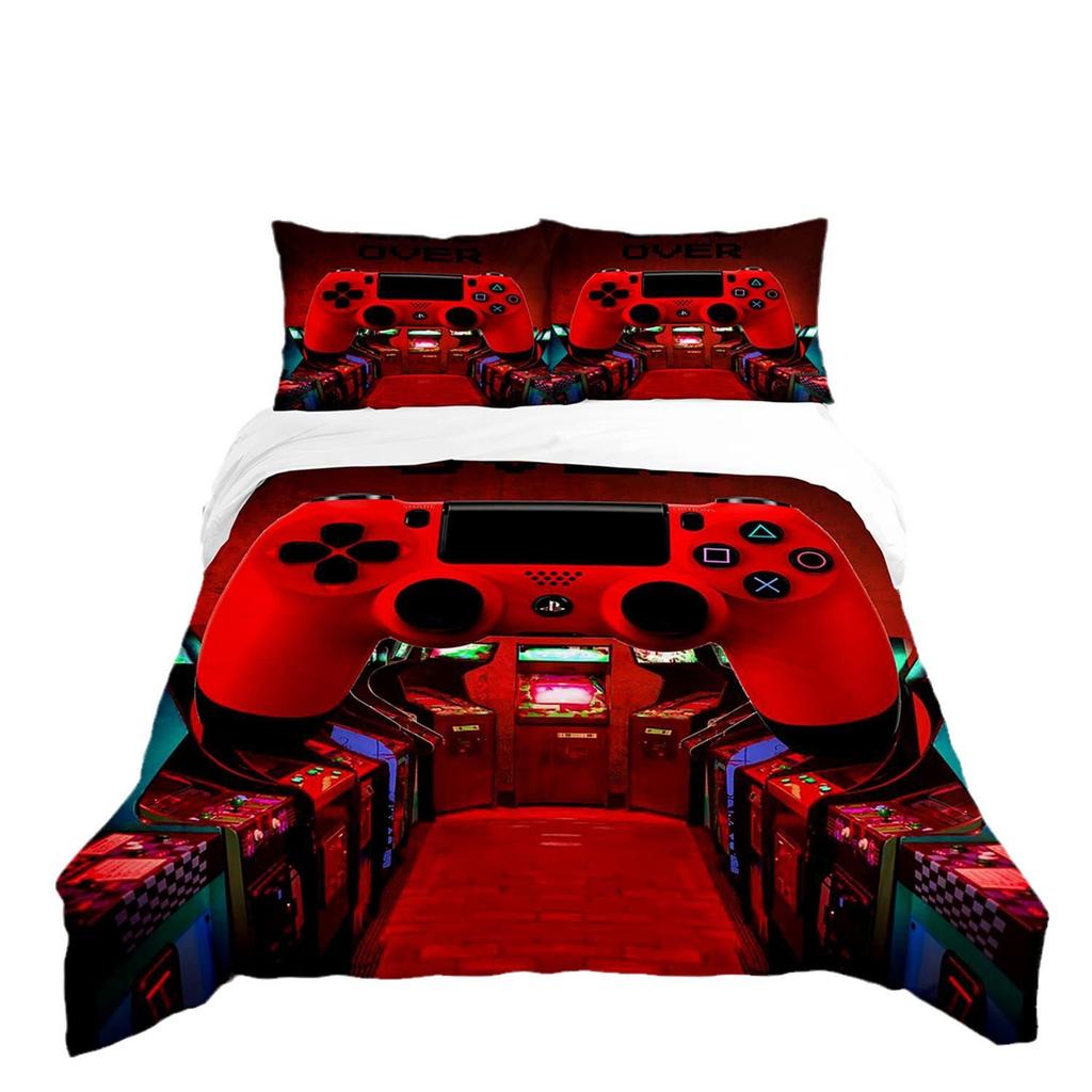 Red Gamepad 3D Digital Printing Three-Piece Bedding Quilt Cover