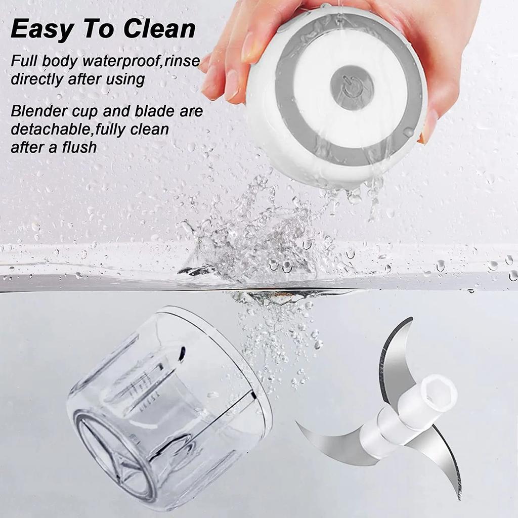 Electric Mini Food Chopper 100/250ml Rechargeable Small Food Processor for Garlic Onion Herb Veggie Ginger Fruit Puree Blender