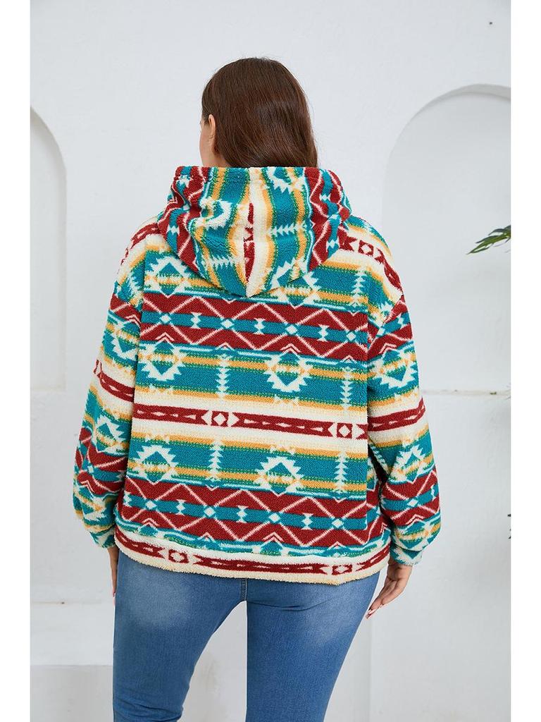 Neues Übergrößen-Doppelflanell-Kapuzensweatshirt Teddybär Plüsch Langarm-Pullover-Oberteil für Herbst/Winter