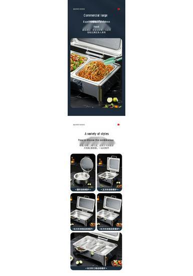 Stainless Steel Electric Buffet Warmer with Visible Hydraulic Heating for Hotel Restaurants