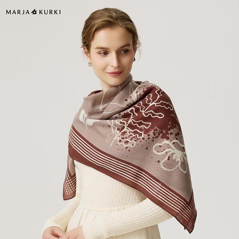 MARJA KURKI Fine-Spun Wool "Dusk Garden" Printed Scarf