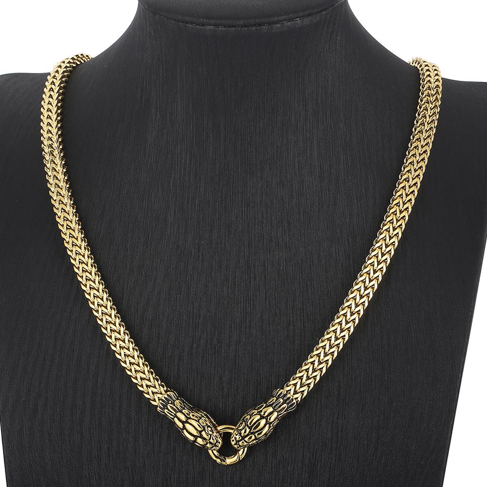 8mm Curb Link Chain Men 'S Neck Necklaces For Men Gothic Stainless Steel Snake Style Male Man Necklace 60cm Long Viking Jewelry