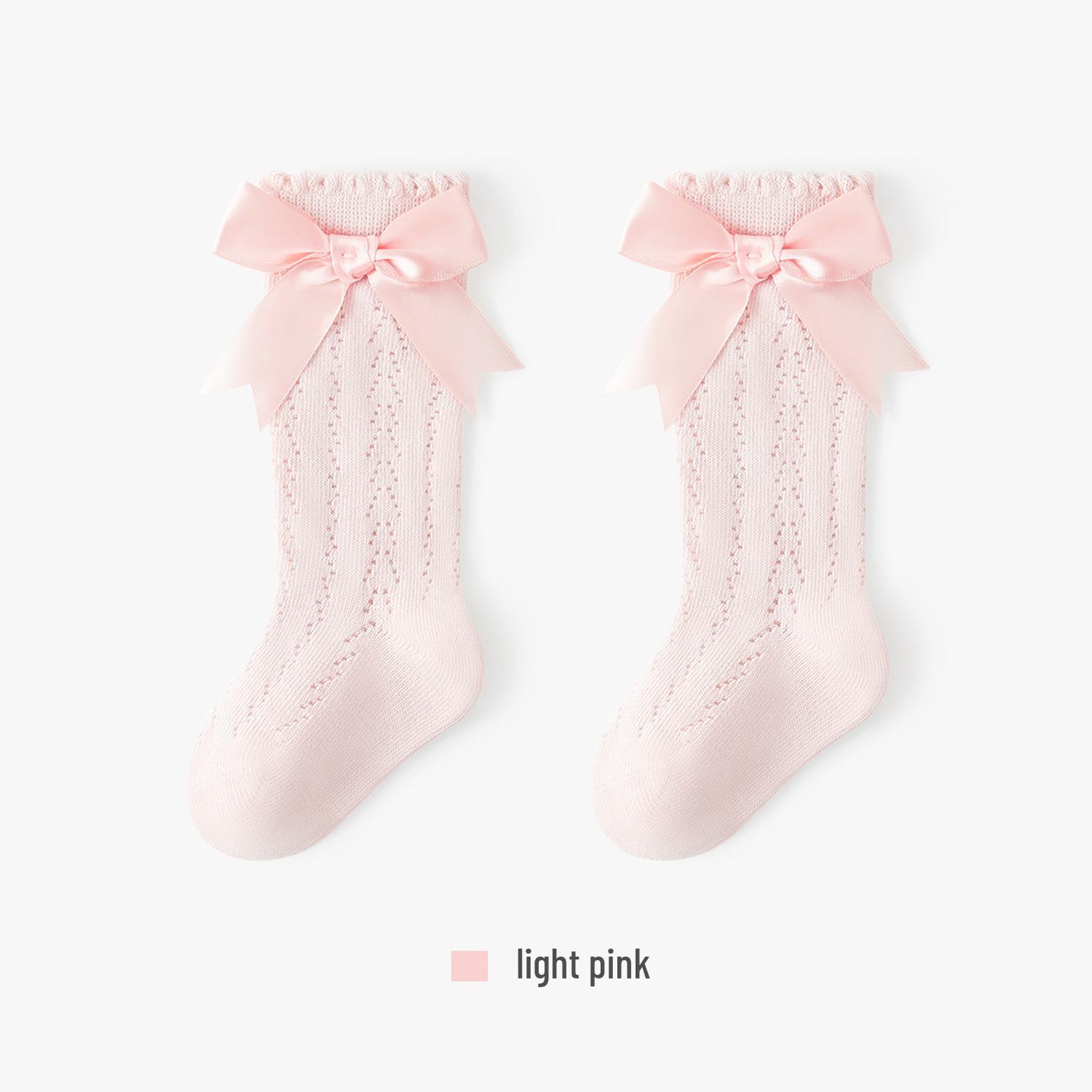 Korean Style Bowknot Baby Mesh Socks, Breathable & Versatile, Non-Constricting Mid-Calf Design M (Fits 11-13cm) 1-3 years светло-розовый
